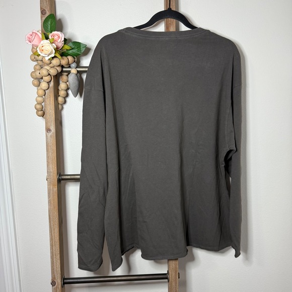 Life is Good Womens Peace Sign Flower Long Sleeve Crusher Charcoal Gray Large - Picture 4 of 9